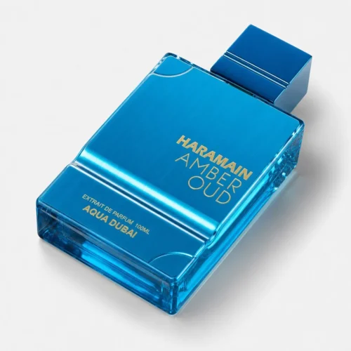 Al Haramain Amber Oud Aqua Dubai — label_closeup